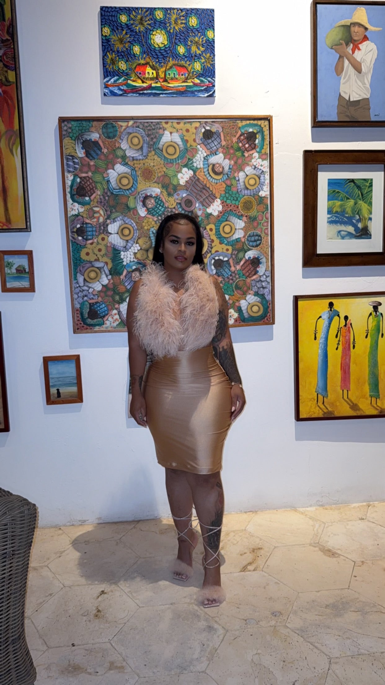 Nude skirt set long skirt