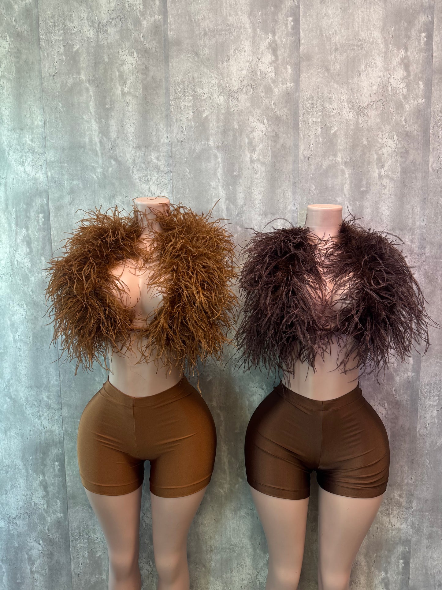 Mocha fur short set